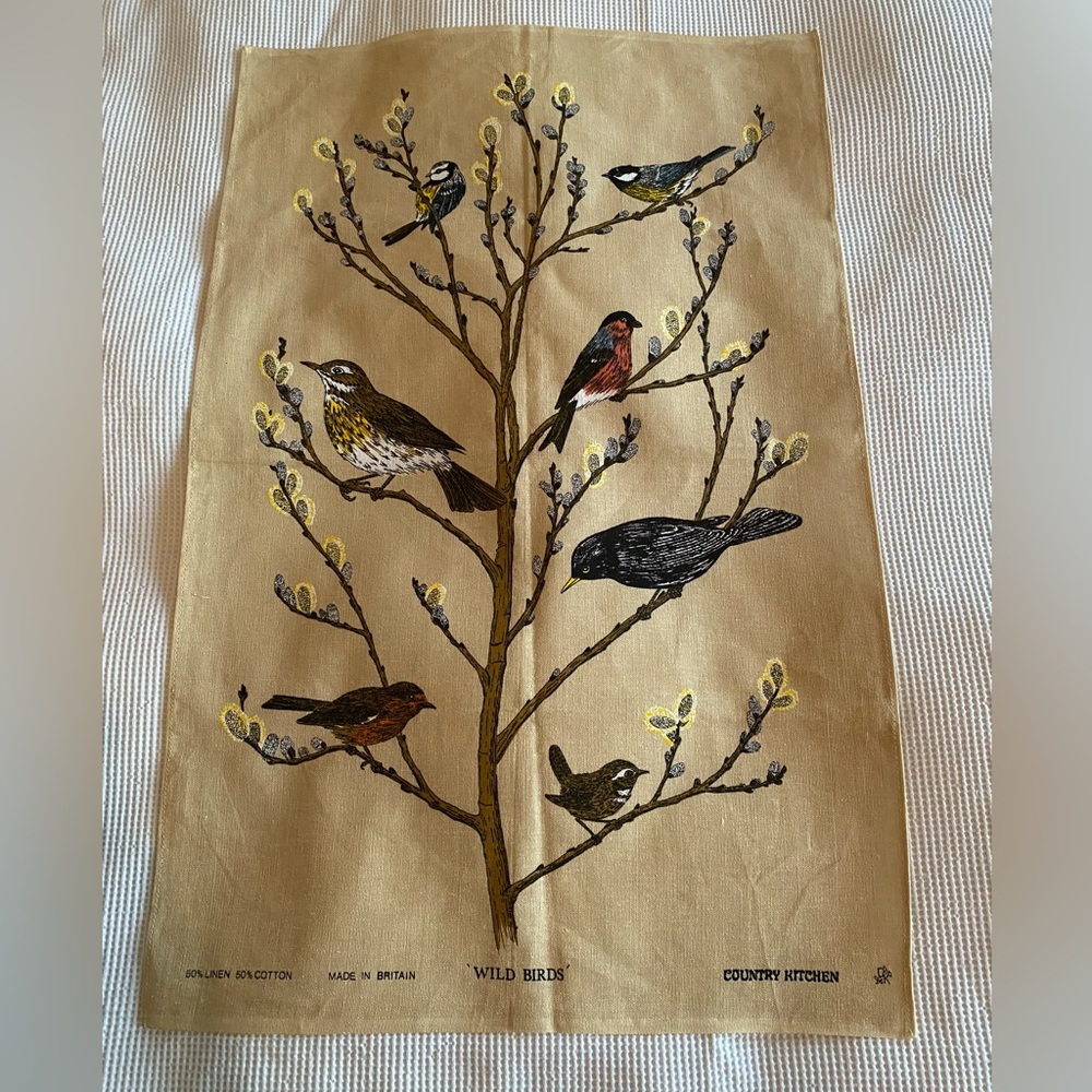 Wild Birds Linen and Cotton Tea Towel